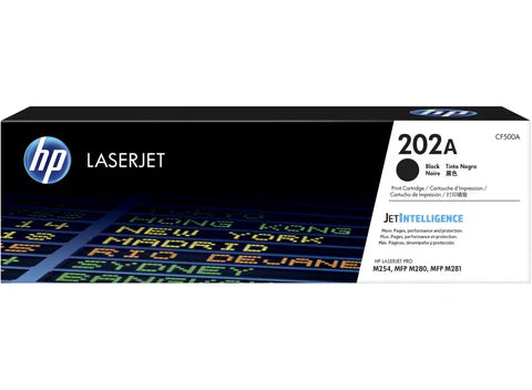 Original HP 202A Standard Yield Black Toner Cartridge, CF500A