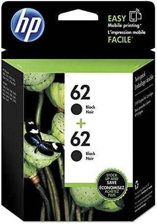 Genuine HP 62 Standard Yield Black Ink Cartridge, T0A52AN- 2 Pack