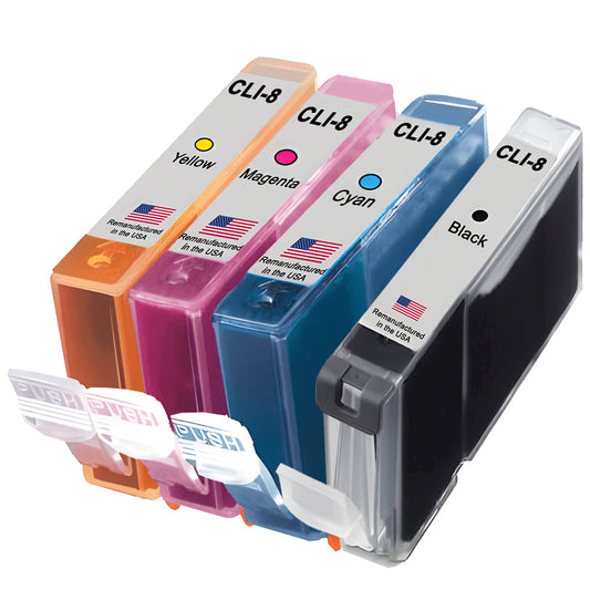 JIT Brand for Canon CLI-8  Black / 3 Color 4-Pack High Yield Remanufactured in the USA Ink Cartridge
