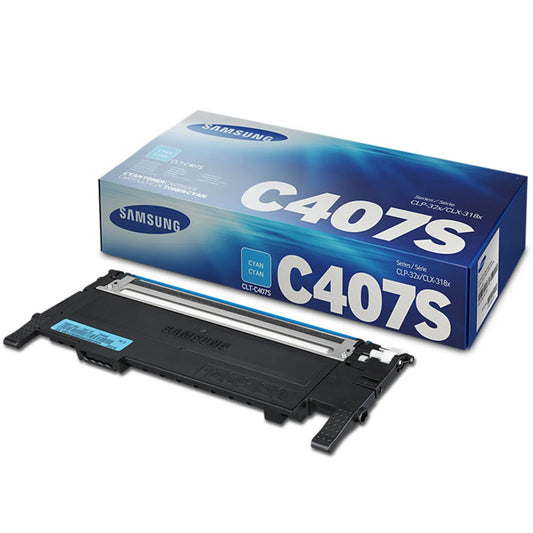 Genuine Samsung C407 Standard Yield Cyan Toner Cartridge, CLT-C407S