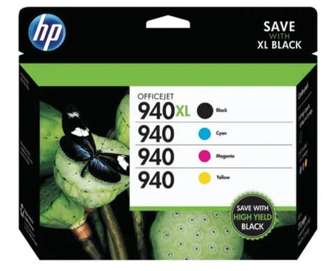 Original HP 940XL Black and 940 Color Combo  Inkjet Cartridge, CZ143FN-4.Pack