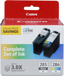 Original Canon 285XL/286XL High Yield Black and Color Ink Cartridge, 2 Pack