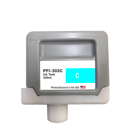 JIT Brand for Canon PFI-303 330ML Cyan High Yield Remanufactured in the USA Ink Cartridge