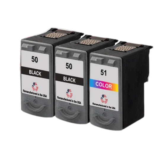 JIT Brand for Canon PG-50 2 Black / CL-51 1 Color 3-Pack Remanufactured in the USA Ink Cartridges