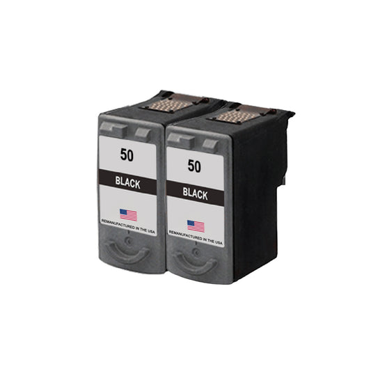 JIT Brand for Canon PG-50 Black Twin Pack Remanufactured in the USA Ink Cartridges