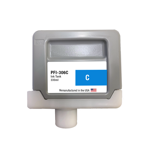 JIT Brand for Canon PFI-306 330ML Cyan High Yield Remanufactured in the USA Ink Cartridge
