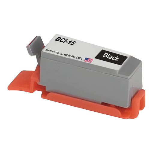 JIT Brand for Canon BCI-15  BCI15 Black High Yield Remanufactured in the USA Ink Cartridge