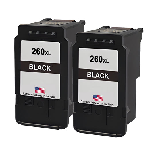 JIT Brand for Canon PG-260XL 260 XL Black Twin Pack High Yield Remanufactured in the USA Ink Cartridge