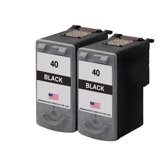 JIT Brand for Canon PG-40 Black Twin Pack High Yield Remanufactured in the USA Ink Cartridge