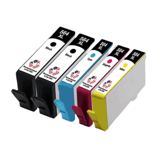 DoorStepInk Brand for HP 564XL 2 Black / 3 Color 5-pack Remanufactured in the USA Ink Cartridges