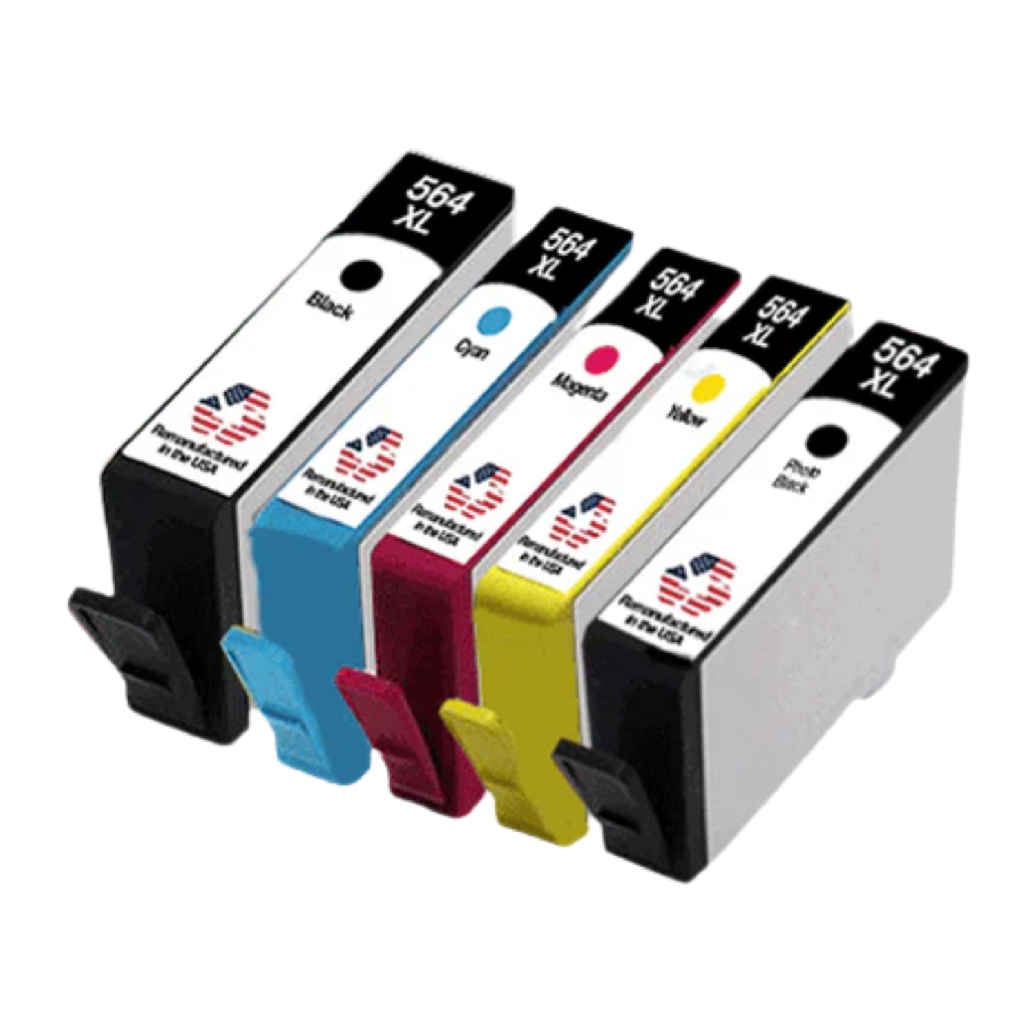 JIT Brand for HP 564XL Black, Photo Black / 3 Color 5-pack Remanufactured in the USA Ink Cartridges