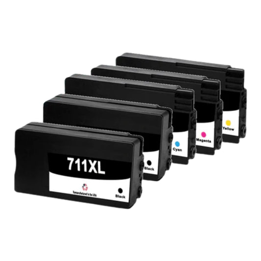 DoorStepInk Remanufactured in the USA Ink Cartridges for HP 711XL 2 Black / 711 3 Color 5-pack