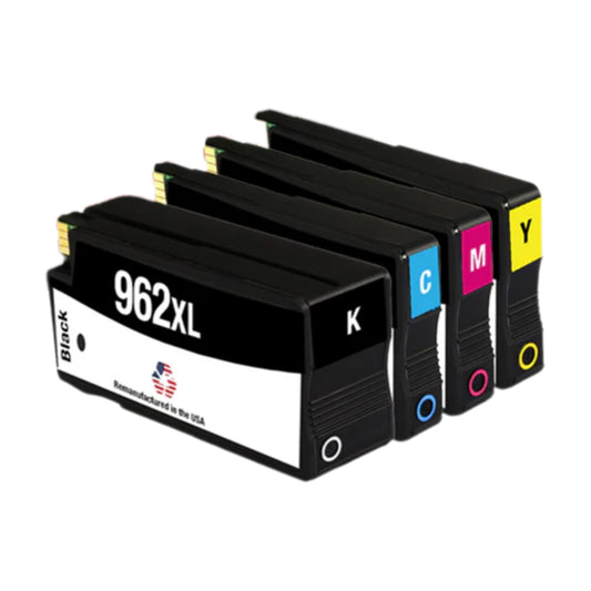 DoorStepInk Brand for HP 962XL 1 Black / 962XL 3 Color 4-pack Remanufactured in the USA Ink Cartridges