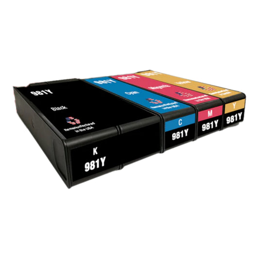 JIT Brand for HP 981Y 1 Black / 3 Color 4-pack Remanufactured in the USA Ink Cartridges