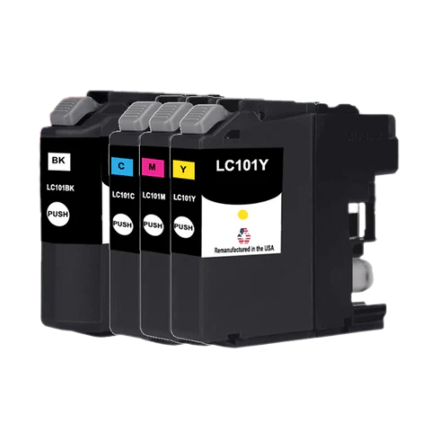 JIT Brand for Brother LC101BK Black / 3 Color 4-Pack Remanufactured in the USA Ink Cartridges
