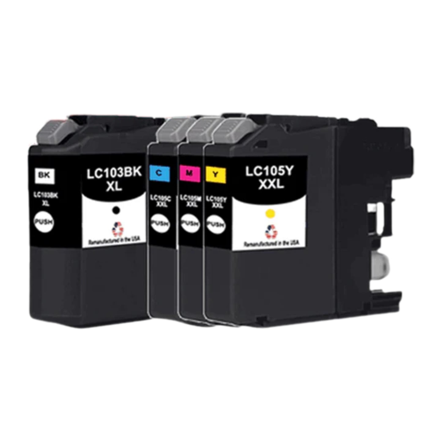 JIT Brand for Brother LC103BK XL High Yield Black / LC105 3 Colors XXL Super High Yield 4-Pack Remanufactured in the USA Ink Cartridges