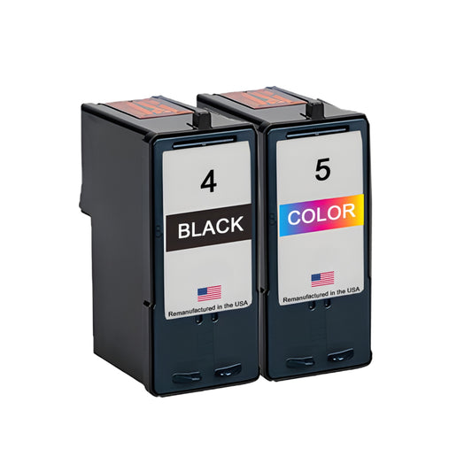 JIT Brand for Lexmark #4 Black / #5 Color Remanufactured in the USA Ink Cartridges Combo Pack