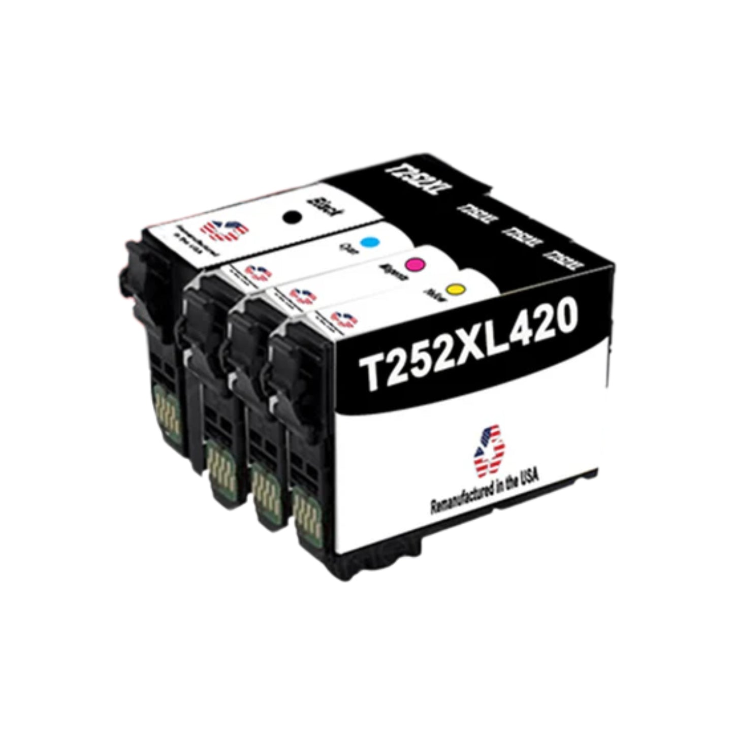 JIT Brand for Epson T252XL Black / 3 Color 4-Pack Remanufactured in the USA Ink Cartridges