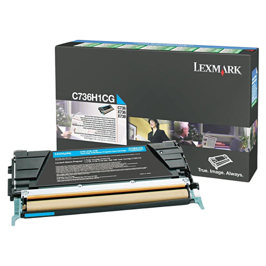 Original Lexmark C736/X736 High Yield Cyan Toner Cartridge, C736H1CG