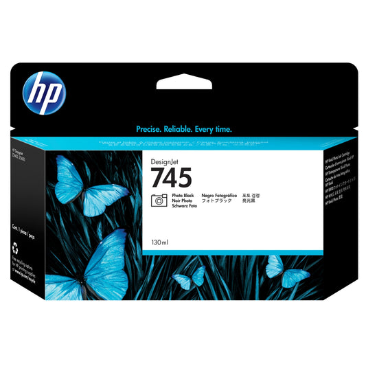 Original HP 745 130-ml Standard Yield Photo Black DesignJet Ink Cartridge, F9J98A