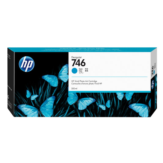 Original HP 746 300mL High Yield Cyan Ink Cartridge, P2V80A