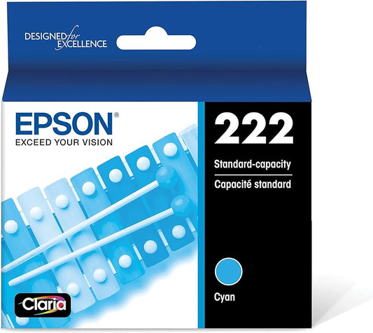 Original Epson 222 Standard Yield Cyan Ink Cartridges, T222220-S