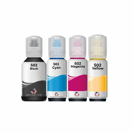 JIT Brand Replacement For Epson 502 (T502120-BCS) Standard Yield Black 140ml, CMY 70ml Ink Multi-Color Bottle Made in the USA