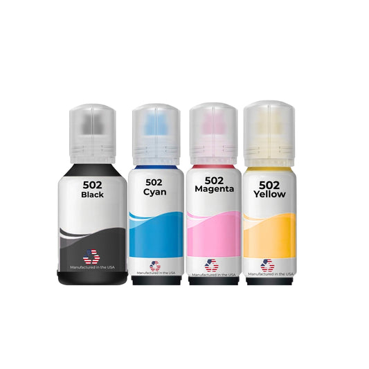 JIT Brand Replacement For Epson 502 (T502120-BCS) Standard Yield Black 140ml, CMY 70ml Ink Multi-Color Bottle Made in the USA