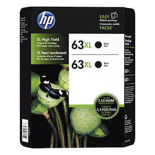 Original HP 63XL High Yield Black Ink Cartridge, F6U64AN- 2 Pack