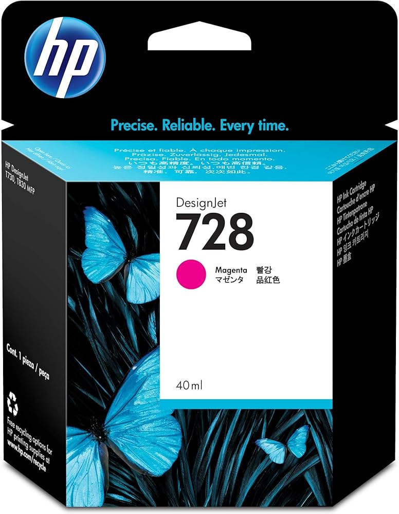 Original HP 728 40-ml  Magenta Ink Cartridge, F9J62A