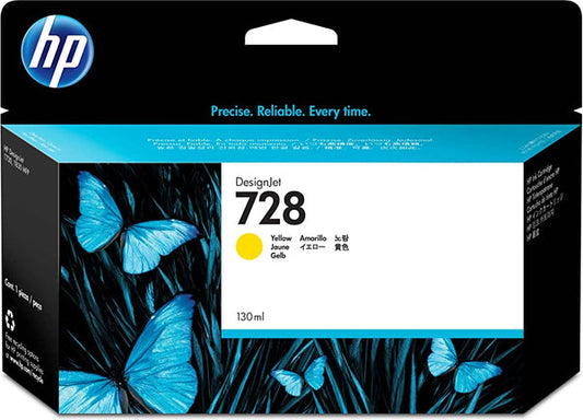 Original HP 728 130-ml High Yield Yellow Ink Cartridge, F9J65A