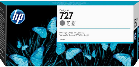 Original HP 727 300mL High Yield Gray Ink Cartridge, F9J80A