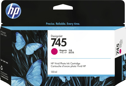 Original HP 745 130-ml Standard Yield Magenta DesignJet Ink Cartridge, F9J95A