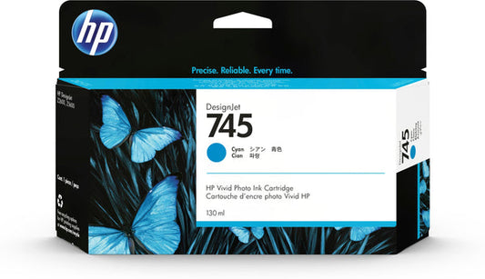 Original HP 745 130-ml Standard Yield Cyan DesignJet Ink Cartridge, F9J97A