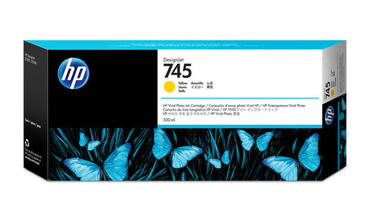 Original HP 745 300-ml High Yield Yellow DesignJet Ink Cartridge, F9K02A