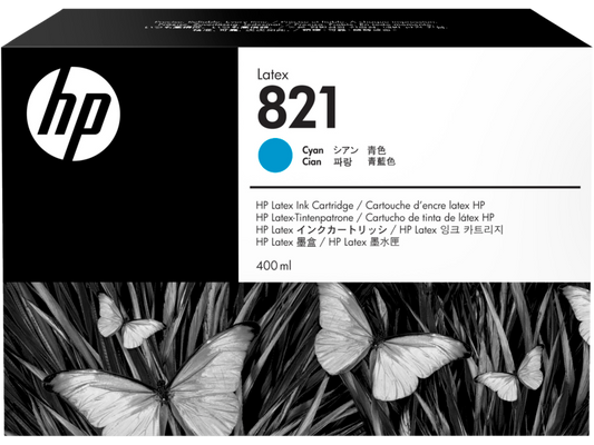 Original HP 821 400ml High-Yield Cyan Latex Ink Cartridge, G0Y86A