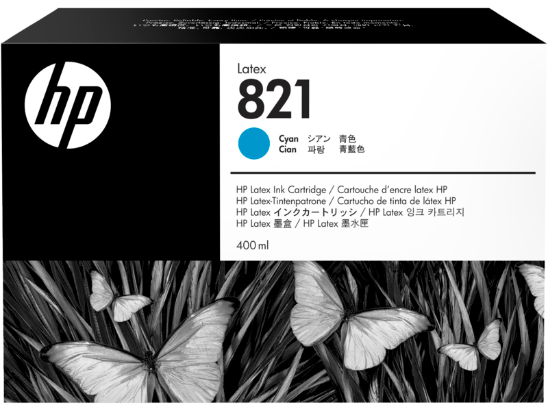 Genuine HP 821 400ml High-Yield Cyan Latex Ink Cartridge, G0Y86A