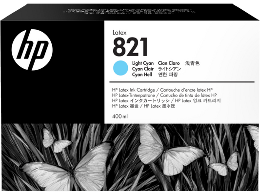 Original HP 821 400ml High-Yield Light Cyan Latex Ink Cartridge, G0Y90A