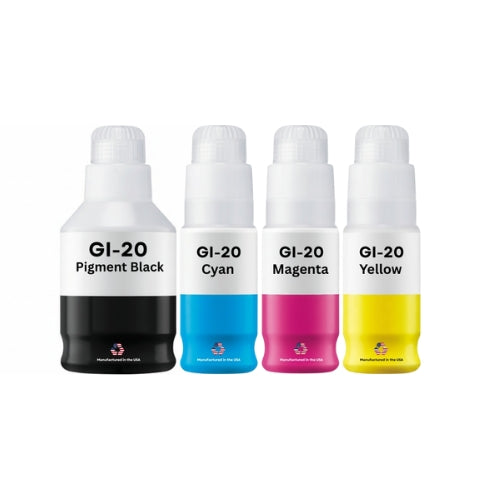 JIT Brand Replacement For Canon GI-20 PGBK 170ml CMY 70ml Ink Multi-Color Bottle Made in the USA