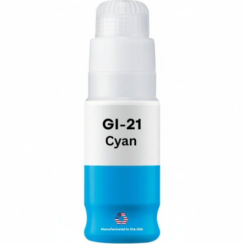 JIT Brand Replacement For Canon GI-21 (4537C001) 70 ml Cyan Ink Bottle Made in the USA