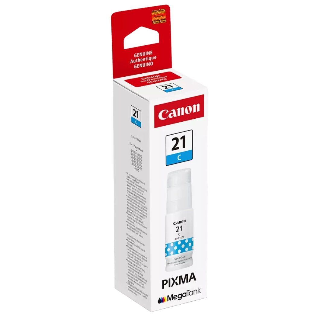 Genuine Canon GI-21 Standard Yield Cyan Ink Bottle, 4537C001