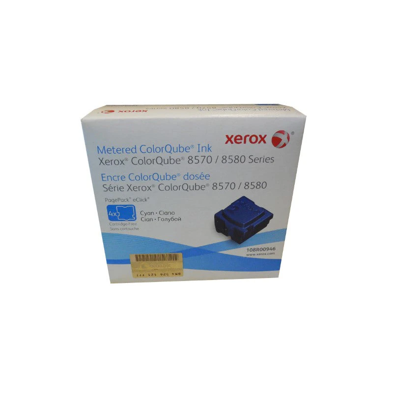 Genuine Xerox ColorQube 8570 / 8580 Cyan Solid Ink Pack (4 Sticks) (108R00946)