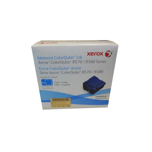 Genuine Xerox ColorQube 8570 / 8580 Cyan Solid Ink Pack (4 Sticks) (108R00946)