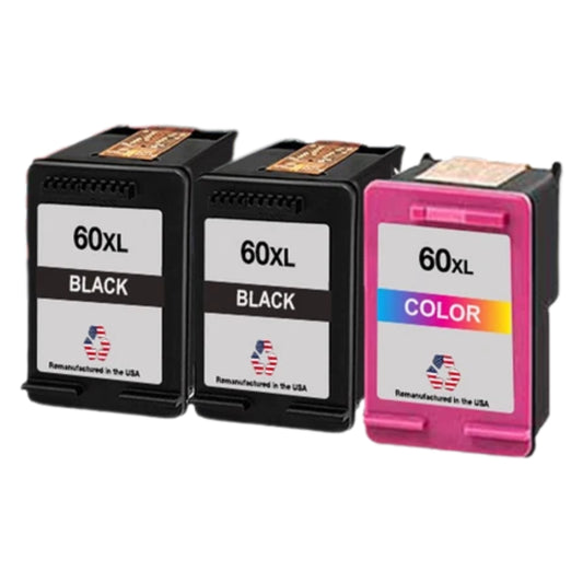 JIT Brand for HP 60XL 2 Black / 1 Color Remanufactured in the USA Ink Cartridges 3-Pack