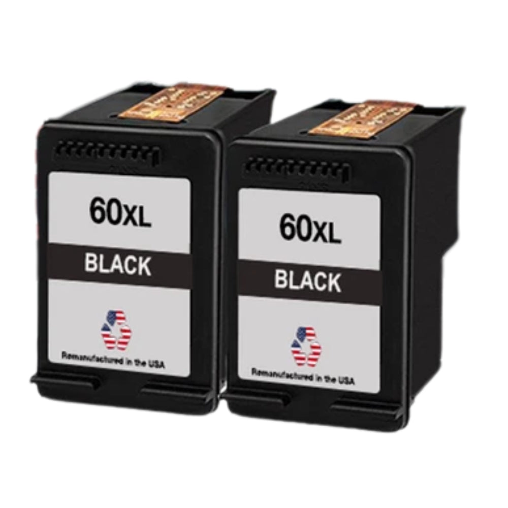 JIT Brand for HP 60XL (CC641WN) Black Remanufactured in the USA Ink Cartridges Twin Pack