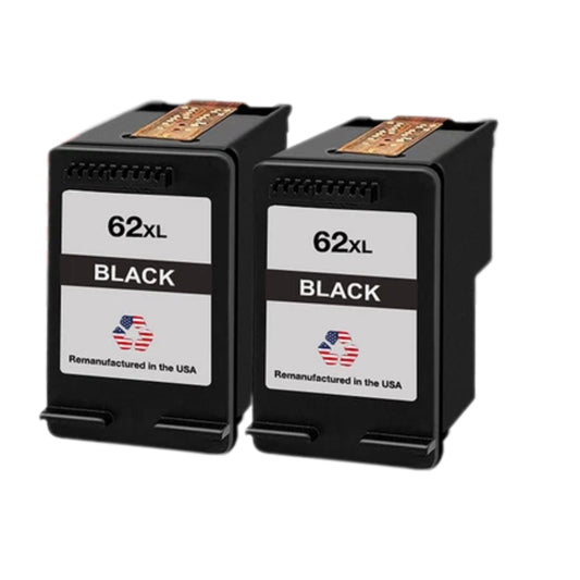 JIT Brand for HP 62XL (C2P05AN) Black Twin Pack Remanufactured in the USA Ink Cartridges