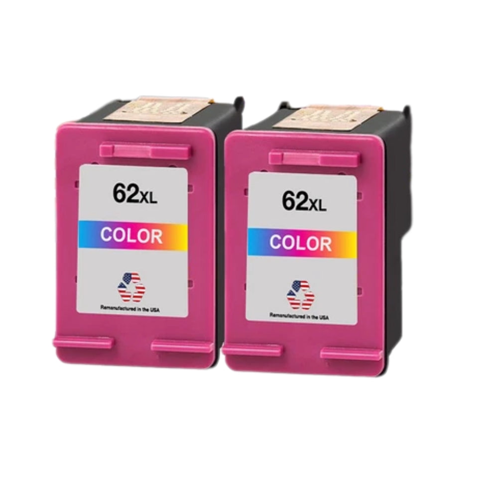 JIT Brand for HP 62XL (C2P07AN) Tri-Color Twin Pack Remanufactured in the USA Ink Cartridges