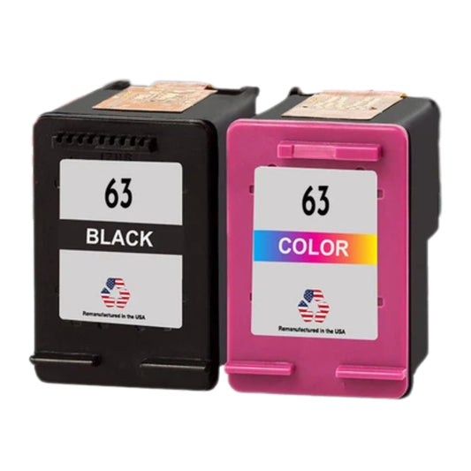 JIT Brand for HP 63 Black / Tri-Color Combo Pack Remanufactured in the USA Ink Cartridges