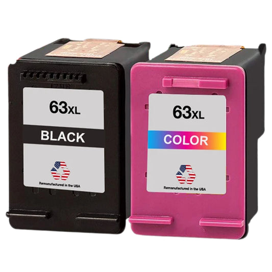 JIT Brand for HP 63XL Black / Tri-Color Combo Pack Remanufactured in the USA Ink Cartridges