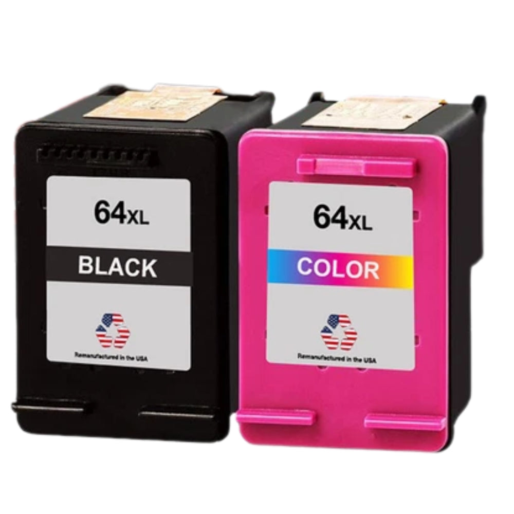 JIT Brand for HP 64XL Black / Tri-Color Combo Pack Remanufactured in the USA Ink Cartridges